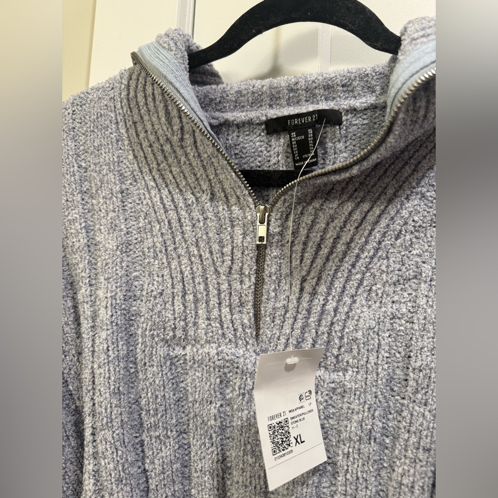 Forever 21 Light Light Blue Ribbed Cowl Neck Sweater - Picture 2 of 5